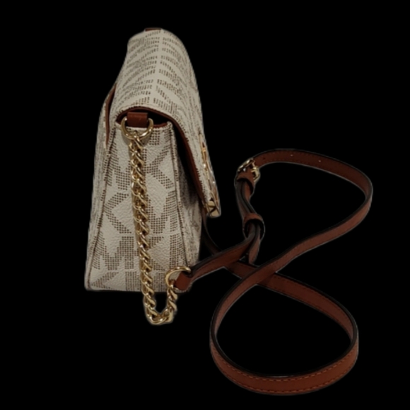 MICHAEL KORS Signature Print Fulton Small Crossbody Bag, Vanilla/Brown - Picture 3 of 10